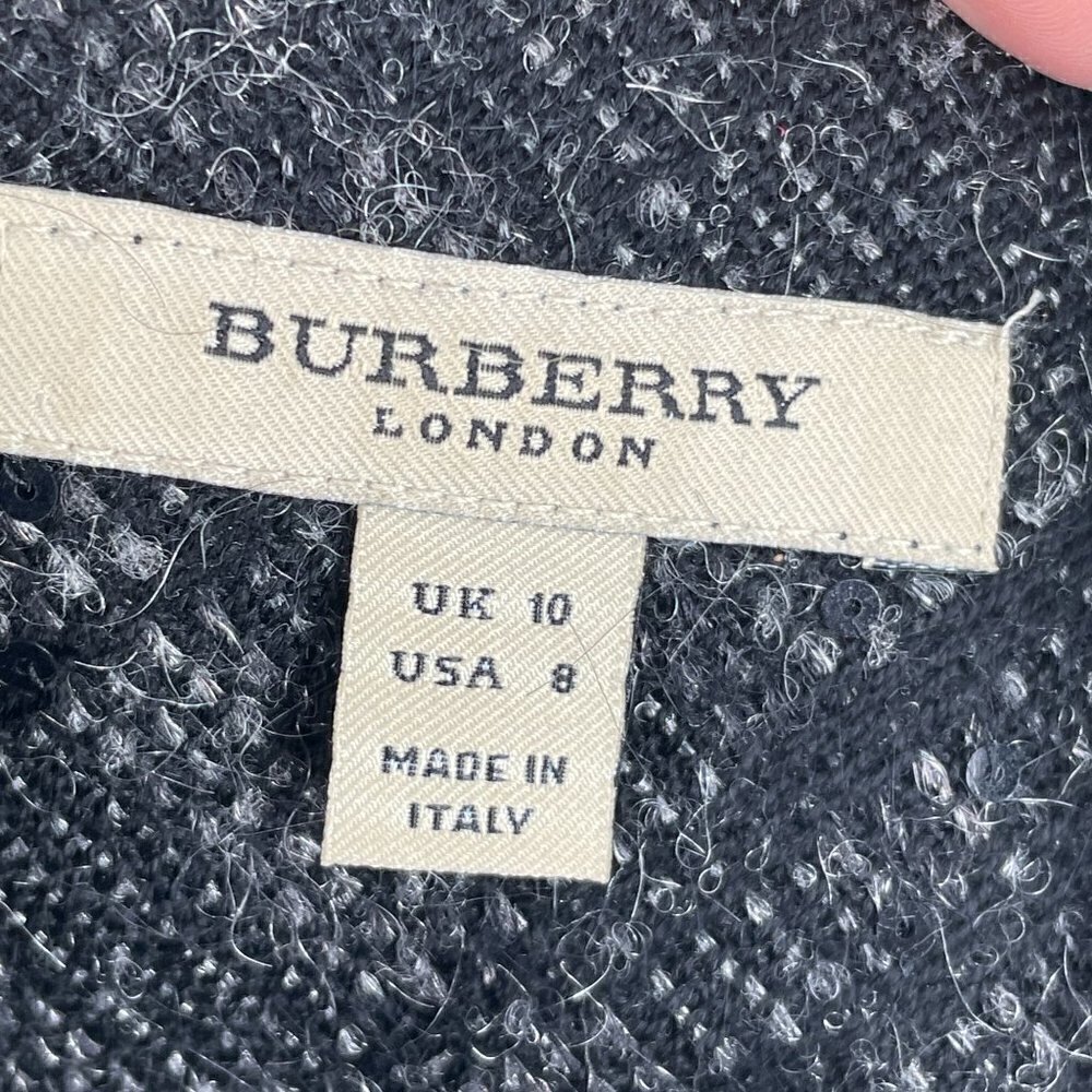 Burberry London Grey Diamond Tweed Sequined Wool/Mohair Blend Skirt UK10/US8 - Picture 7 of 10